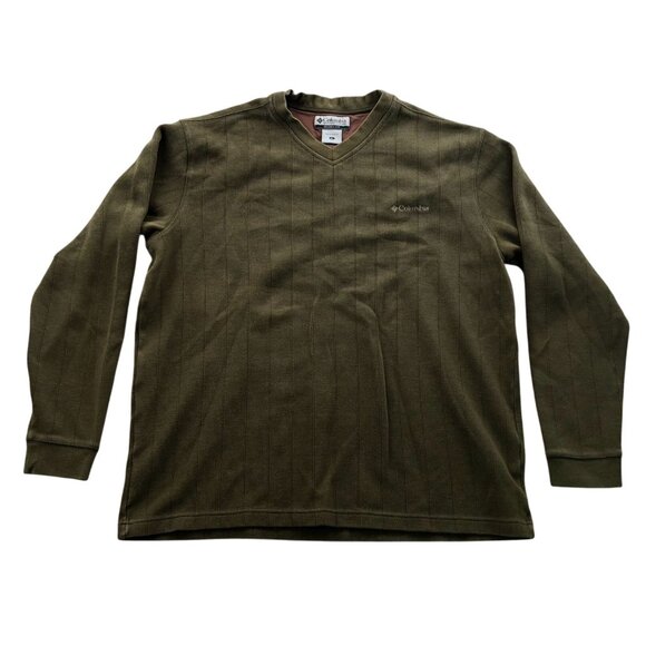 Columbia Other - Columbia Mens Sweater XL V-Neck Cozy Knit Olive Green Ribbed Pullover Outdoors